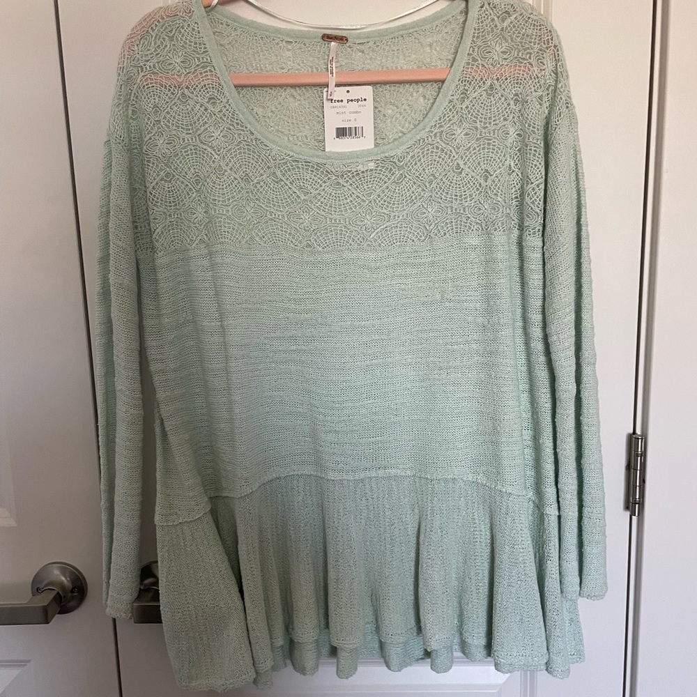 Free people Kristobel ruffled hem knit top sweater